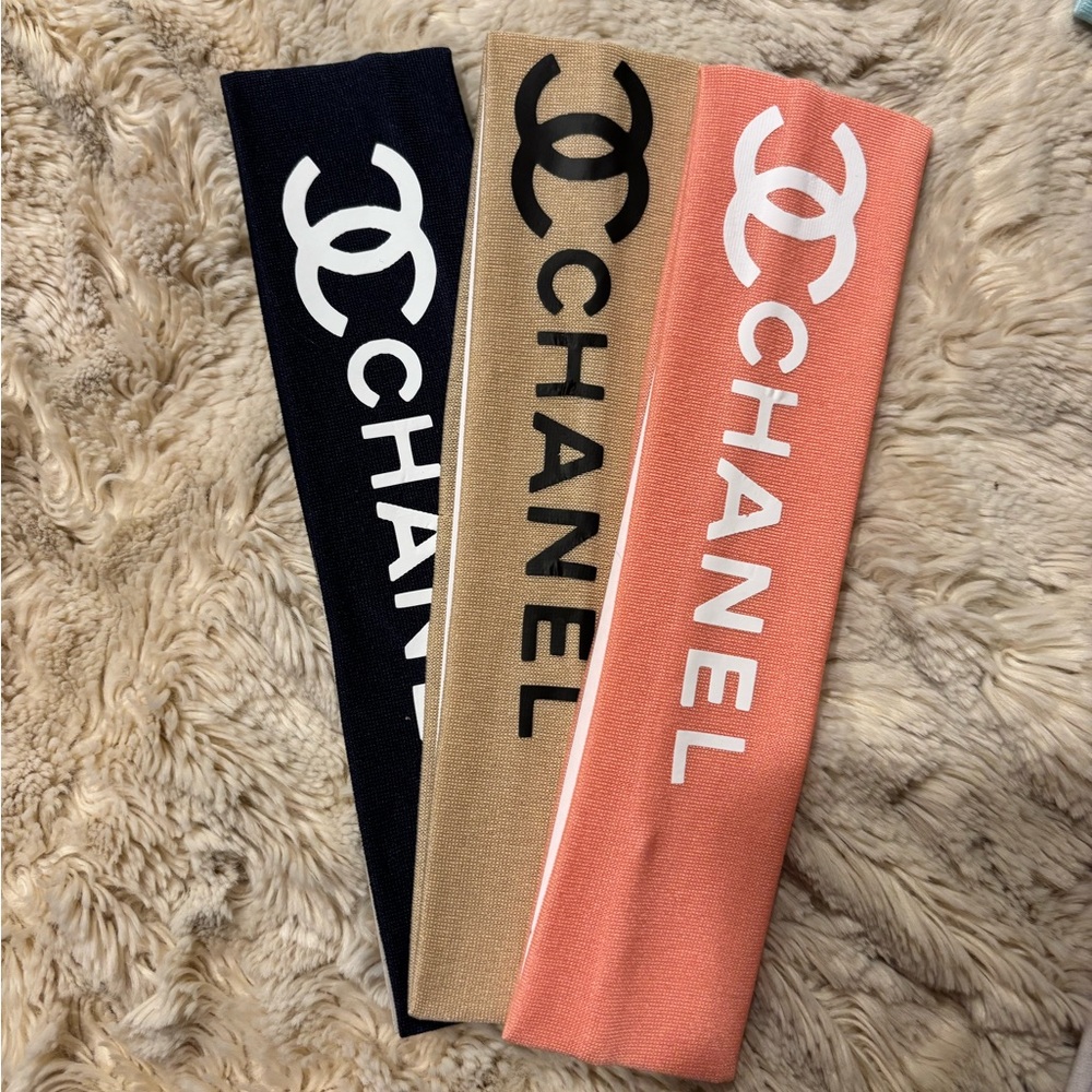 Fashion CC Logo Headbands Set of 3 Choose Trio of Colors - Picture 3 of 6